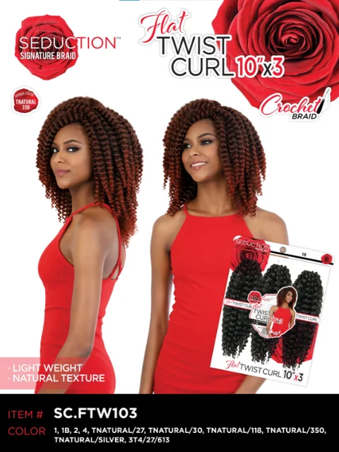 Seduction Signature Braid 3X FLAT TWIST CURL 10 Crochet Braid SC.FTW103