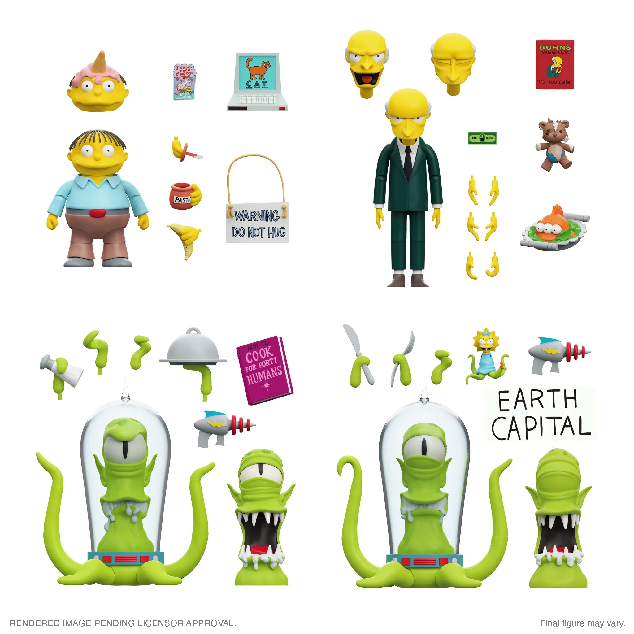 The Simpsons ULTIMATES! Wave 3 - Set of 4 Figures (C. Montgomery Burns, Ralph Wiggum, Kang, Kodos) - Super7
