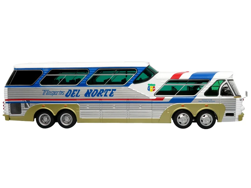 Sultana TM 44-18 SP Panoramico Coach Bus "Transportes Del Norte" White and Blue with Red Stripes and Silver Sides "The Bus & Motorcoach Collection" 1/43 Diecast Model by Iconic Replicas
